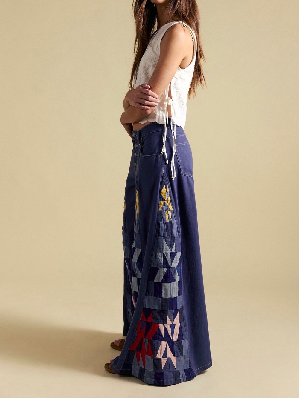 Free people we the free kaleidoscope wide leg pants jeans - Picture 4 of 11